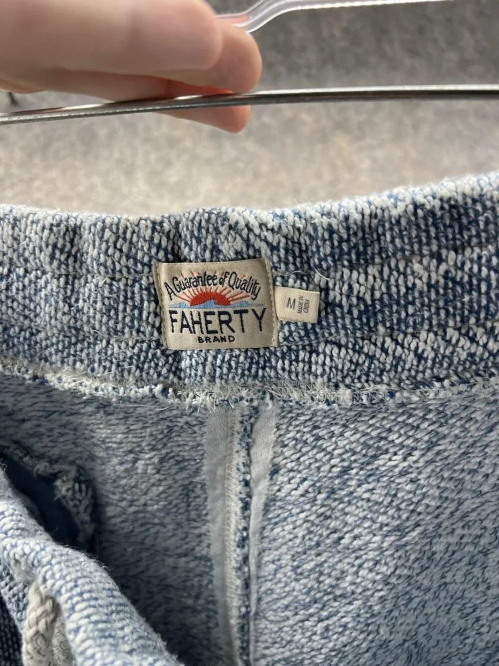 Faherty Shorts Mens Medium Blue Sweat Knit Drawstring Lounge Casual Travel